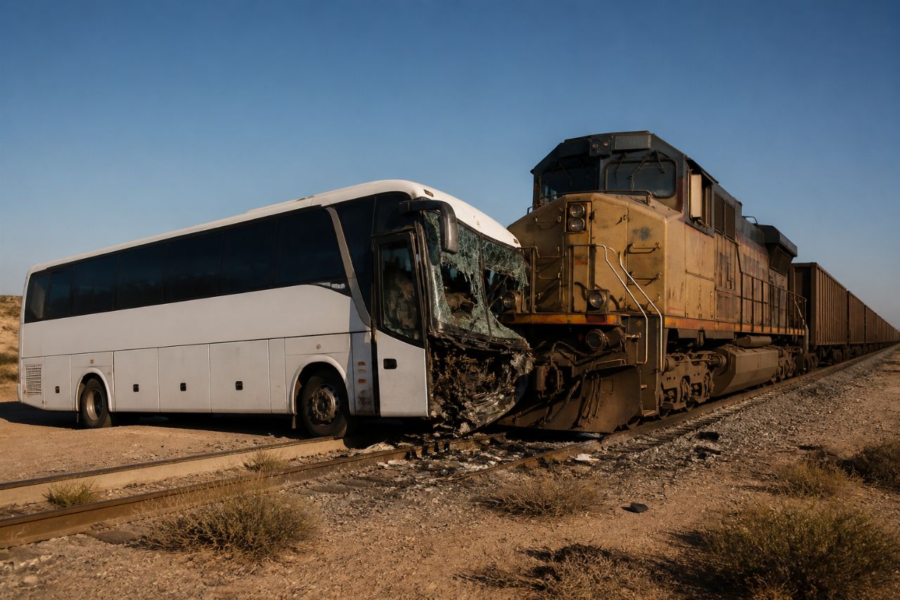 Autobús choca con tren en Puerto Peñasco