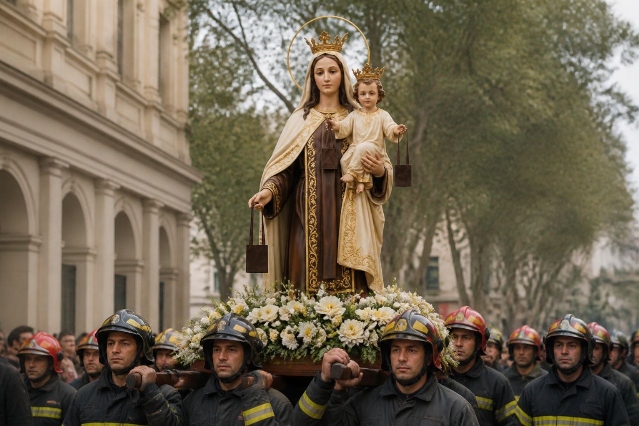 Bomberos de Hermosillo realizan peregrinación a la Virgen del Carmen